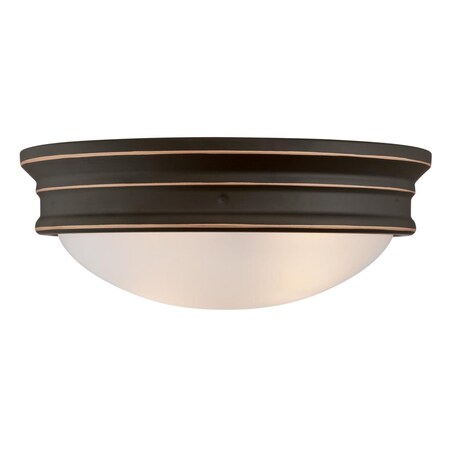 Westinghouse Fixture Ceiling Flush-Mount 60W 2-Light Meadowbrook 13In ORB Hghlght Frost Glass 6370600